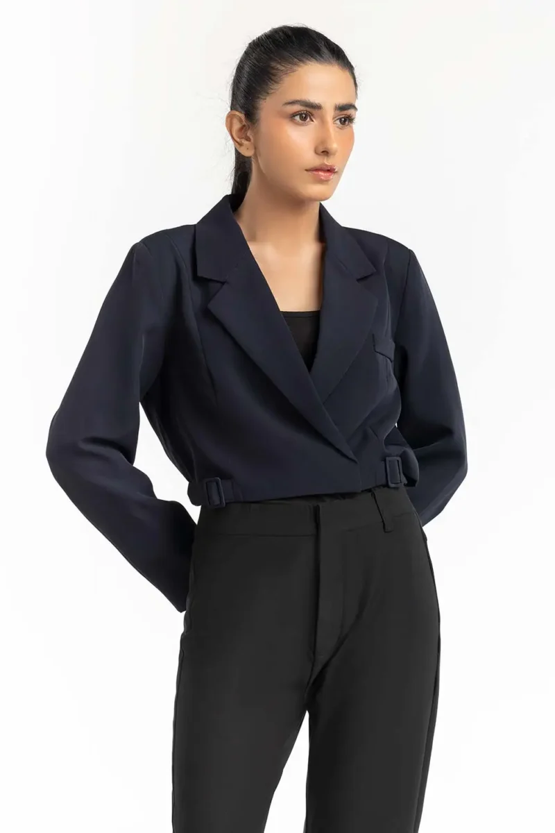 Navy Cropped Blazer