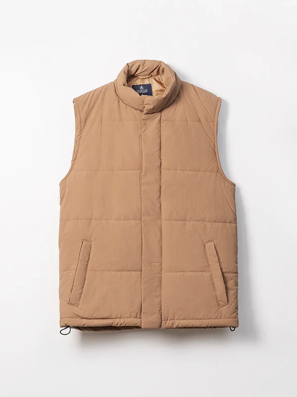 Dark Khaki Sleeveless Quilted Jacket